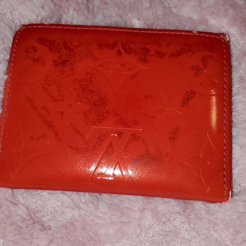 LOUIS VUITTON Vintage Red Snap Wallet w Callouts